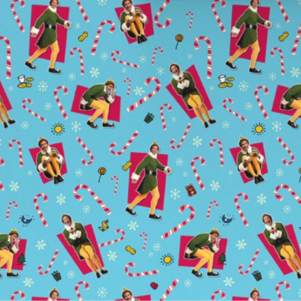 Hallmark Wrapping Paper Christmas Buddy the Elf Poses Blue 25 sq ft Holiday Gift